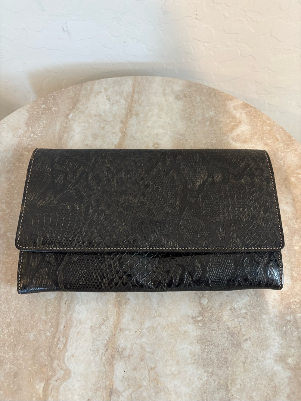 Gianfranco Ferre Reptile Embossed Accordian Organizer Travel Wallet